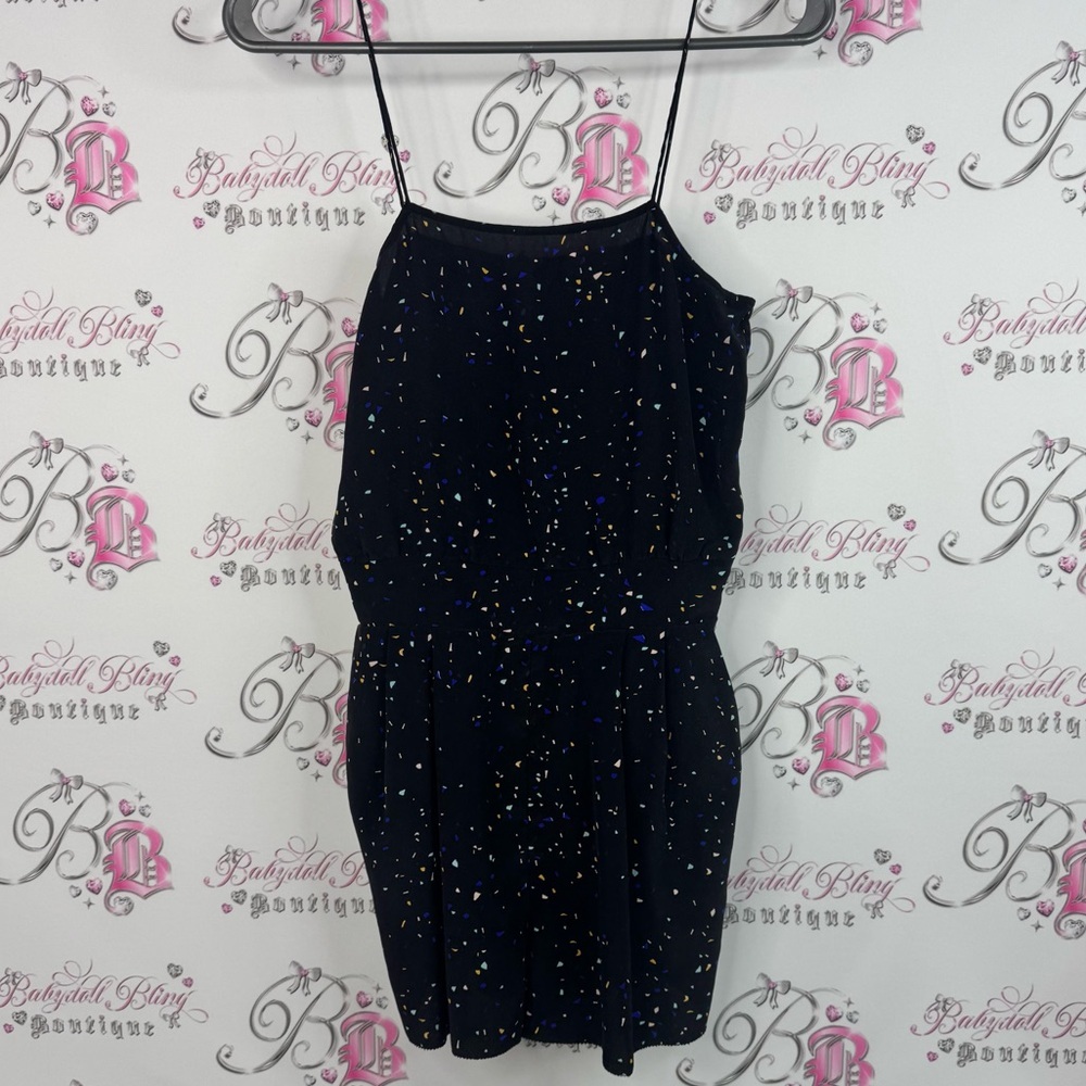 Wilfred romper 100% silk spotted dots Black Dress with Multicolor Speckles